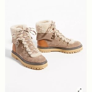 See by Chloe Shearling Lace-up Boots